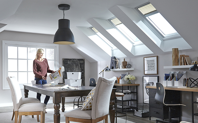 Skylights add natural light to a room